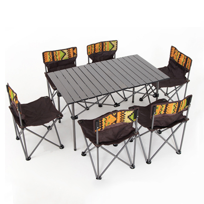 Seven piece outdoor table and chair set